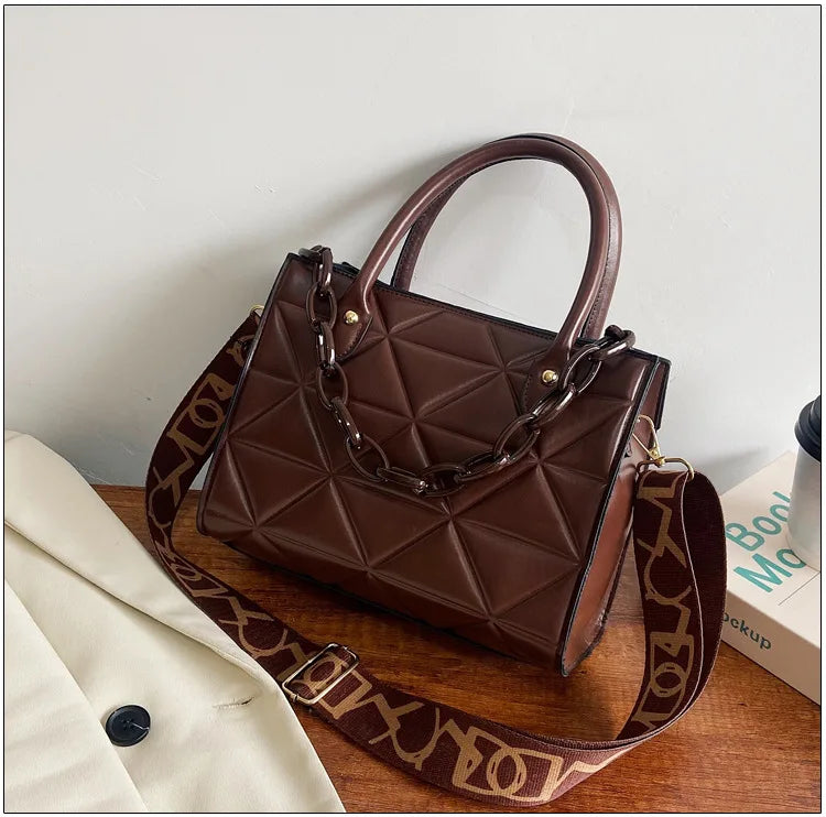 Lingge Crossbody Bag Large Capacity Solid Shoulder Bag