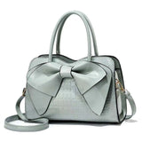 Crocodile Grain Shoulder Bag with Bow Detail