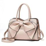 Crocodile Grain Shoulder Bag with Bow Detail
