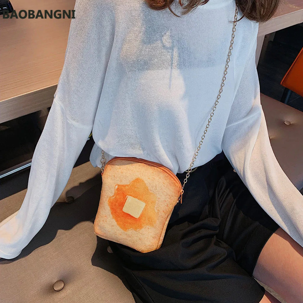 Bread Pattern Shoulder Bag Funny Crossbody Bag