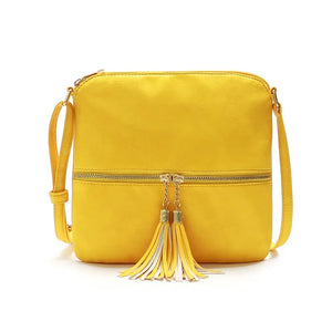 Casual Soft Leather Shoulder Bag with Tassel Messenger Crossbody Women Bag