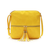 Casual Soft Leather Shoulder Bag with Tassel Messenger Crossbody Women Bag