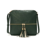 Casual Soft Leather Shoulder Bag with Tassel Messenger Crossbody Women Bag