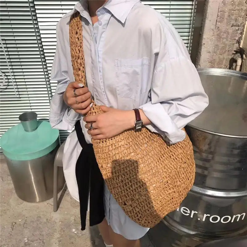 Woven Straw Beach Bag Large Capacity Casual Tote