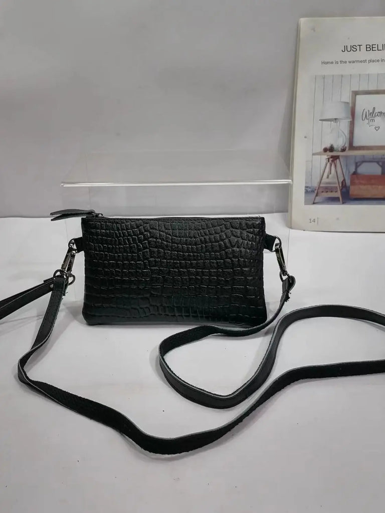 100% Cowhide Leather Clutch Crossbody Bag Soft Mini Shoulder Purse