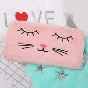Cartoon Plush Wallets for Women Zipper Purse Handbag