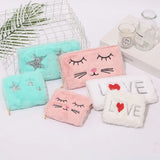 Cartoon Plush Wallets for Women Zipper Purse Handbag
