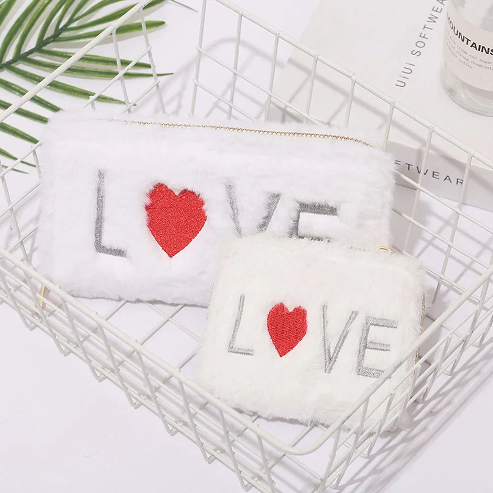Cartoon Plush Wallets for Women Zipper Purse Handbag