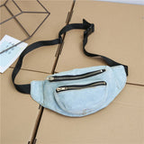 Ins Fire Belt Bag All Match Crossbody Bag Washed Denim Waist Bag