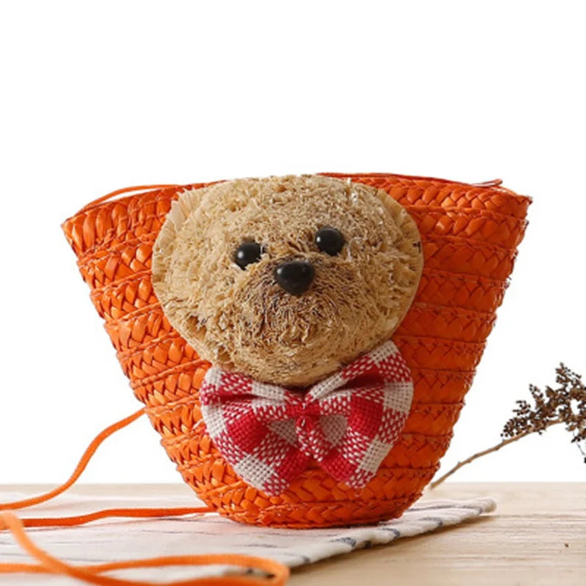 Japanese Little Bear Head Bow Knitting Key Change Bag