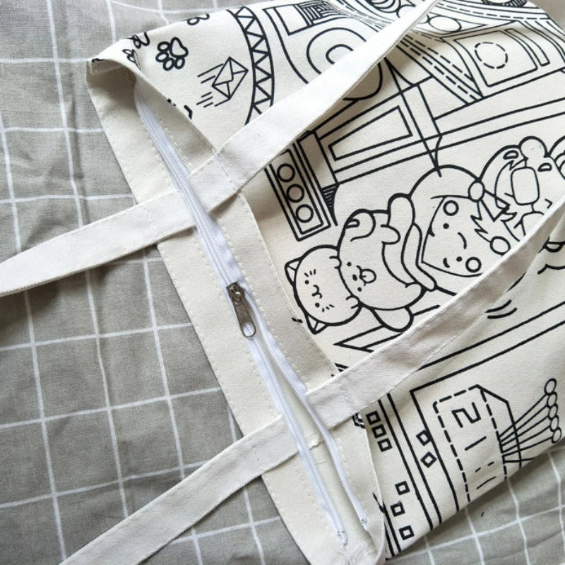College Style Canvas Bag Large Student School Shopping Bag