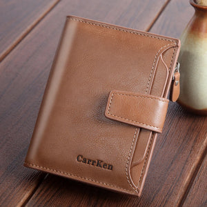 Casual Men's Wallet Oil Wax Leather Multi-function Card Photo Clip