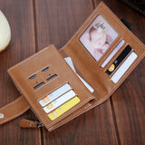 Casual Men's Wallet Oil Wax Leather Multi-function Card Photo Clip