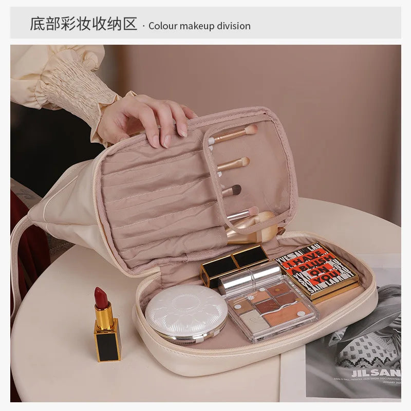 Double-Layer Portable Cosmetic Bag Large Capacity Portable Travel Storage Bag