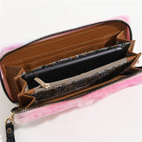 Ladies Plush Long Wallet Large Capacity Clutch Zipper Cell Phone Bag