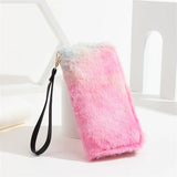 Ladies Plush Long Wallet Large Capacity Clutch Zipper Cell Phone Bag