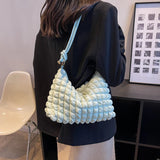 Bubble Texture Shoulder Bag Soft Fabric Casual Lady Handbag