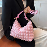 Bubble Texture Shoulder Bag Soft Fabric Casual Lady Handbag