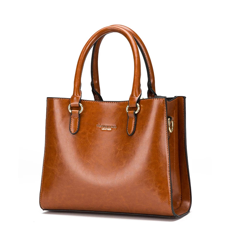 Casual Leather Handbag for Women - Large Messenger Bag