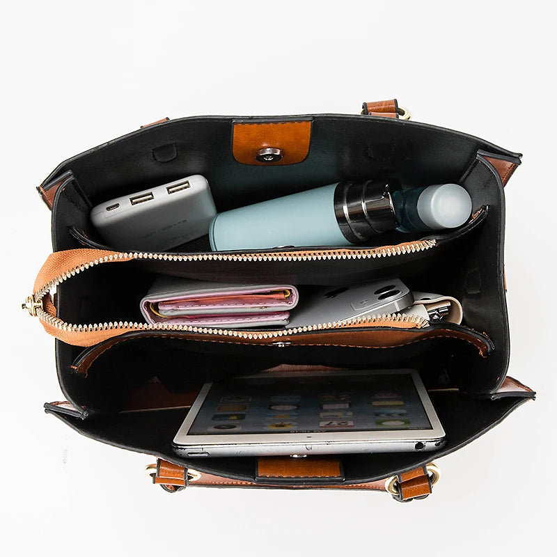 Casual Leather Handbag for Women - Large Messenger Bag