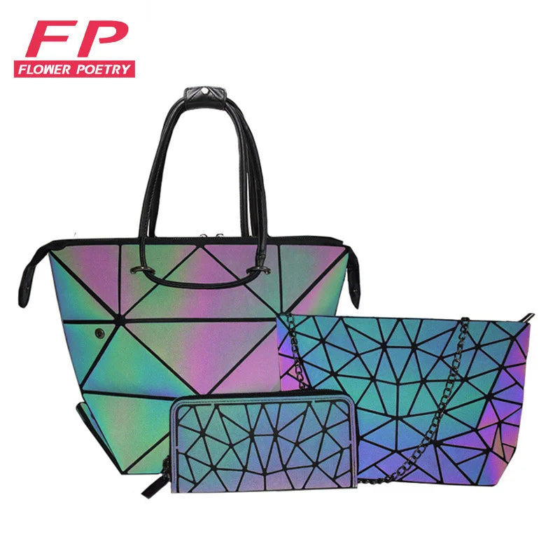 Geometric Crossbody Bag Holographic Chain Shoulder Clutch