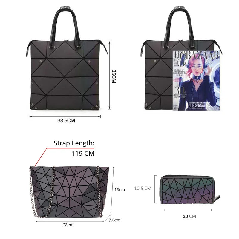 Geometric Crossbody Bag Holographic Chain Shoulder Clutch