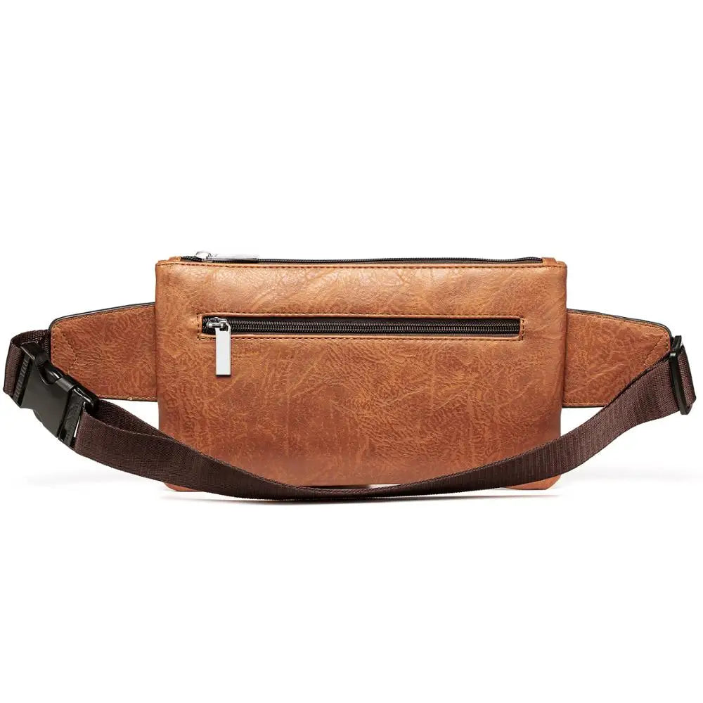 Men Leather Waist Bag Chest Bag Casual Belt Sling Crossbody Bags