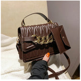 Leather Shoulder Bag Large Chain Flap Quilted Square Bags for Women