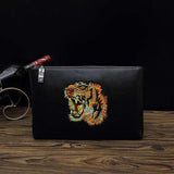 Men Classic Wallet Long Clutch Embroidery Handy Bag Business Leather Purse