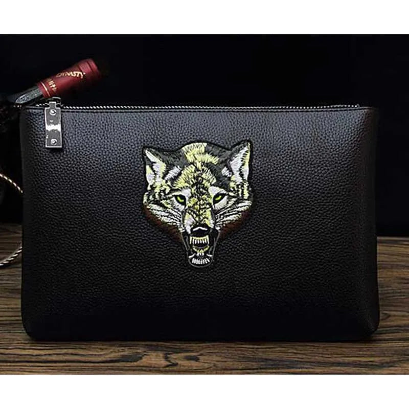 Men Classic Wallet Long Clutch Embroidery Handy Bag Business Leather Purse