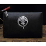 Men Classic Wallet Long Clutch Embroidery Handy Bag Business Leather Purse