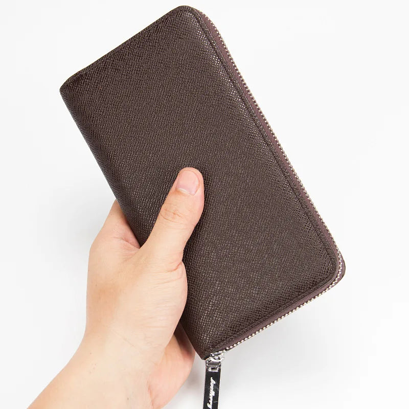 Leather Long Wallet Men's Clutch Bag Zipper Money Bag