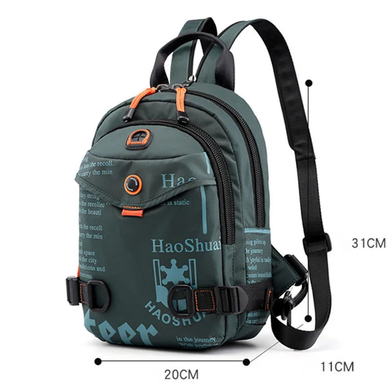 Men Nylon Shoulder Bag Small Daily Backpacks Travel Bag Boys Casual Chest Bags