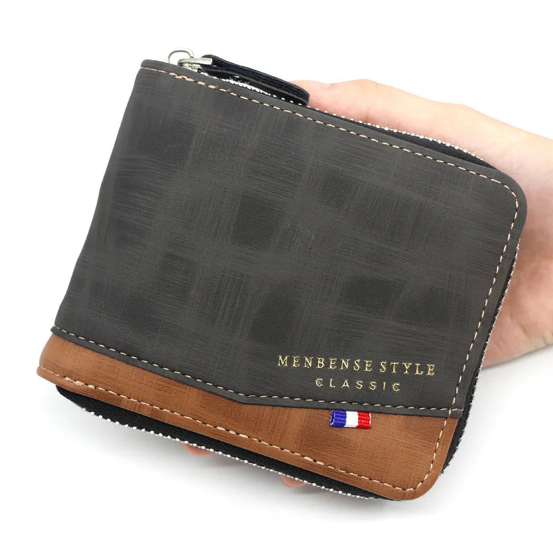Men's Wallet Frosted Large Capacity Zipper Bag Change Men's Short Round Chain Wa