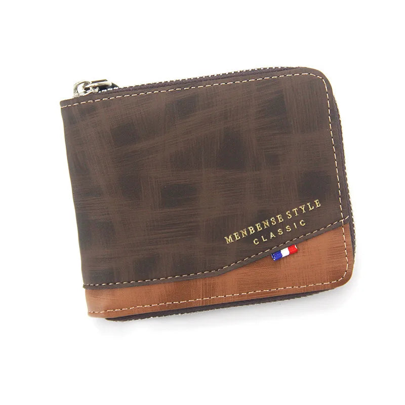 Men's Wallet Frosted Large Capacity Zipper Bag Change Men's Short Round Chain Wa