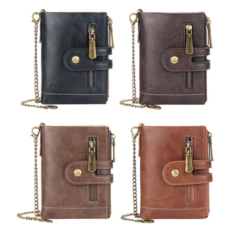 Men's Short Leather Wallet 3-Fold Retro Multi-Card Europe & America