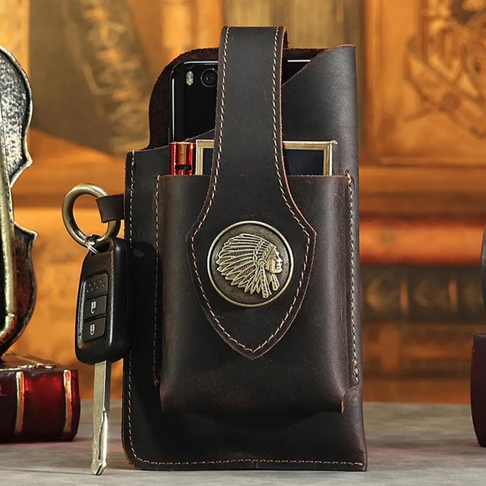 Vintage Leather Men's Waist Bag Belt Pouch Fanny Pack