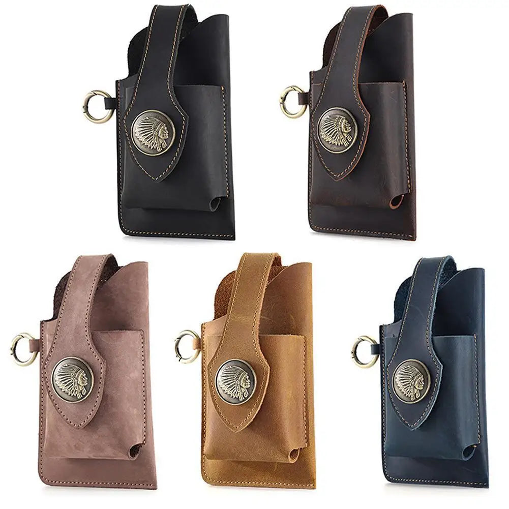 Vintage Leather Men's Waist Bag Belt Pouch Fanny Pack