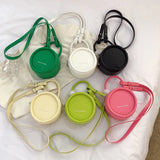 Mini Round PU Leather Crossbody Bags for Women Small Shoulder Bag Lady Handbags