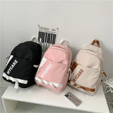 Nylon Backpack Unisex Letter Printing Travel Bag Young Students Schoolbag