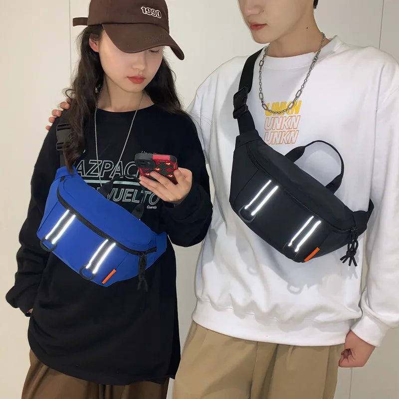 Nylon Reflective Waist Bag Fanny pack Phone Pack Sports Hip hop Belt Bag