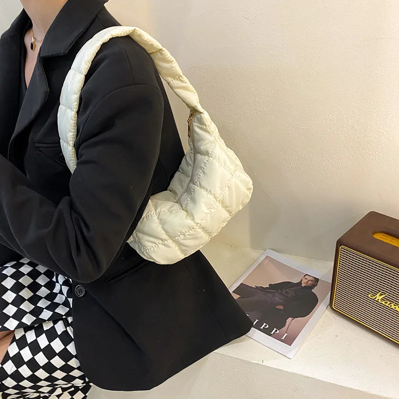 Embroidered Oxford Cloth Women's Shoulder Bag Underarm Handbag