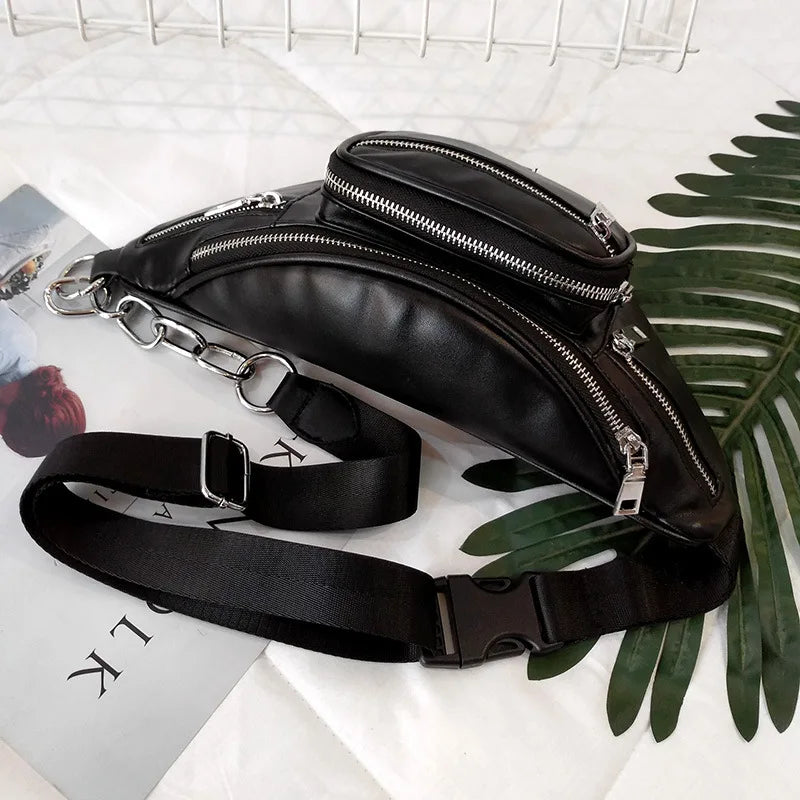 PU Leather Waist Pack for Men Women Bum Bag