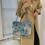 Flower Large Canvas Tote Shoulder Bag