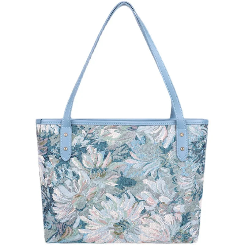 Flower Large Canvas Tote Shoulder Bag