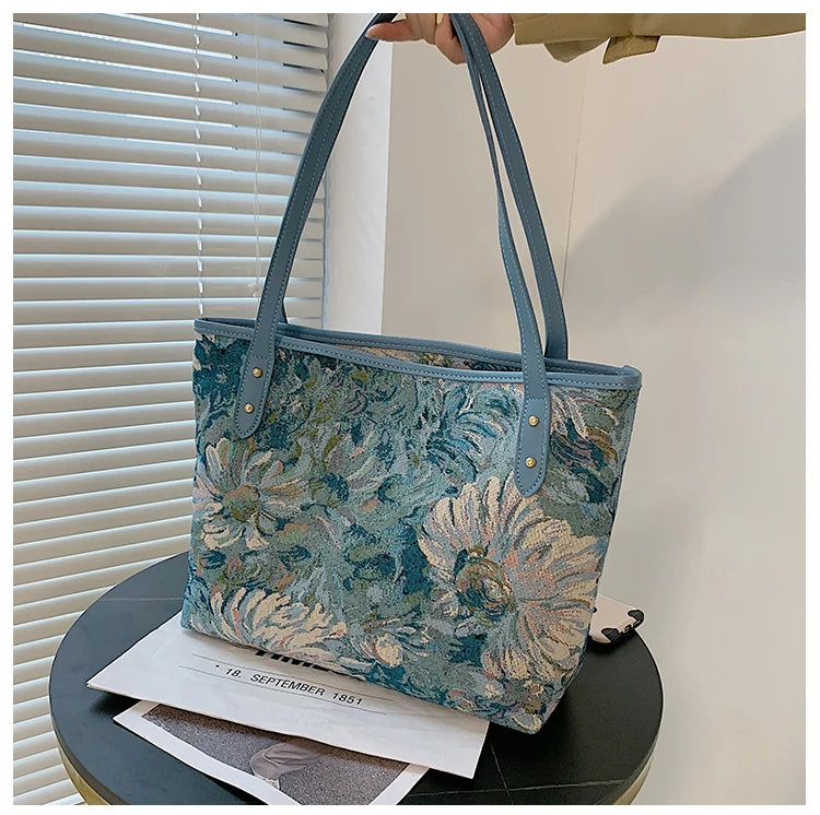 Flower Large Canvas Tote Shoulder Bag