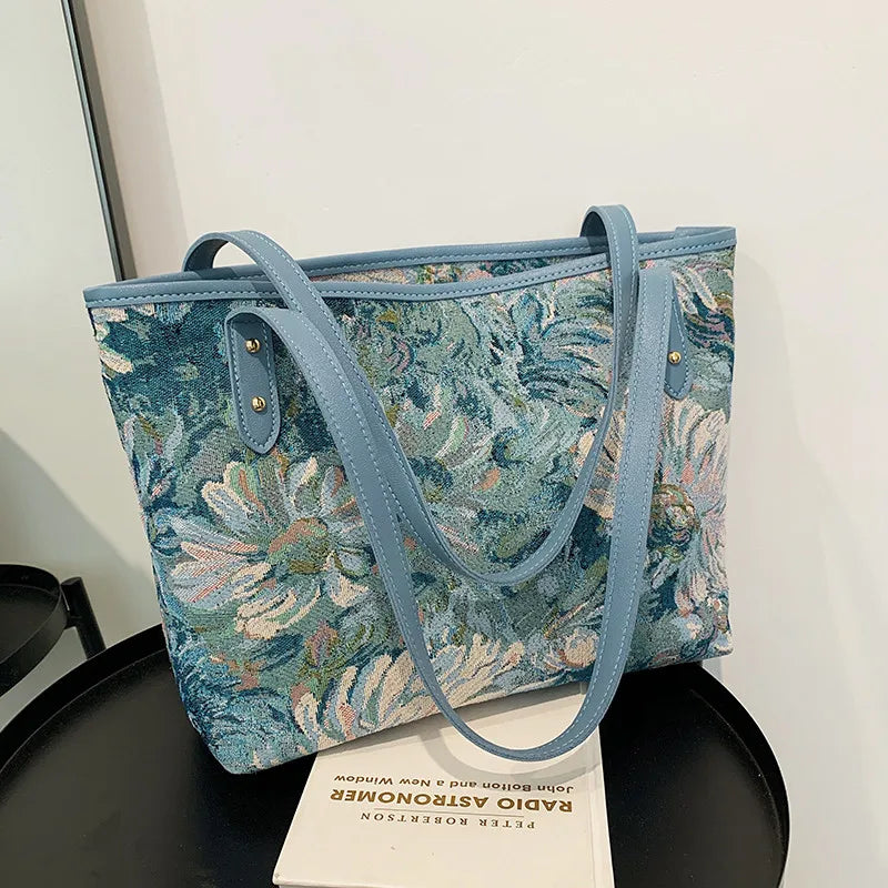 Flower Large Canvas Tote Shoulder Bag
