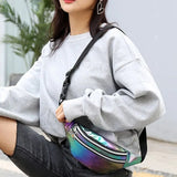 Casual Ladies Diagonal Belt Bag Holographic Waist Fanny Pack