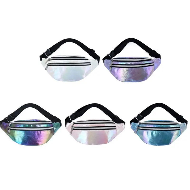 Casual Ladies Diagonal Belt Bag Holographic Waist Fanny Pack