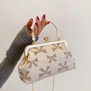 Canvas Crossbody Bag Shell Print Women's Chain Shoulder Bag